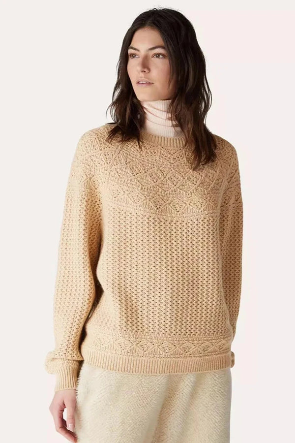 Ladies Cashmere Sweater Knitted with Round Collar