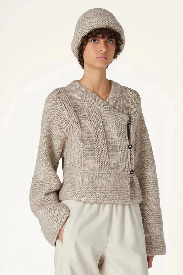 Ladies Sweater Cashmere Knitted with Stylized Buttons