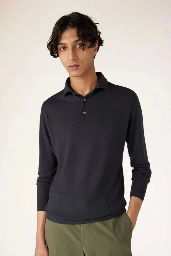 Men's Long-Sleeved Polo Kasjmier for Winter, Fall, Spring