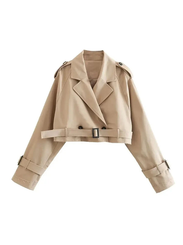 Ladies Jacket Cropped Trenchcoat for Spring and Summer