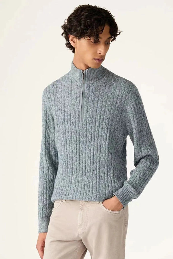 Men's Cashmere Winter Sweater Half Zip Fashion