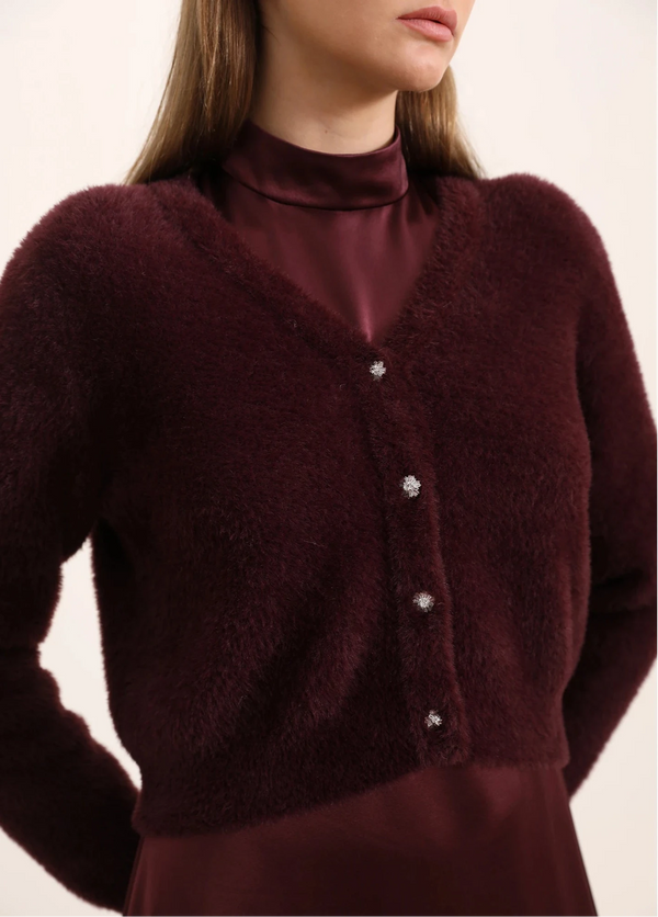 Ladies V-neck Cardigan Mohair Blend - Luxurious and Soft